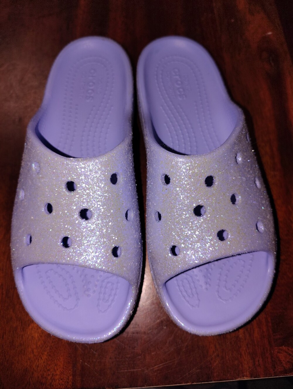 CROCS Women's Size 5 Classic Platform Glitter Moon Jelly Purple